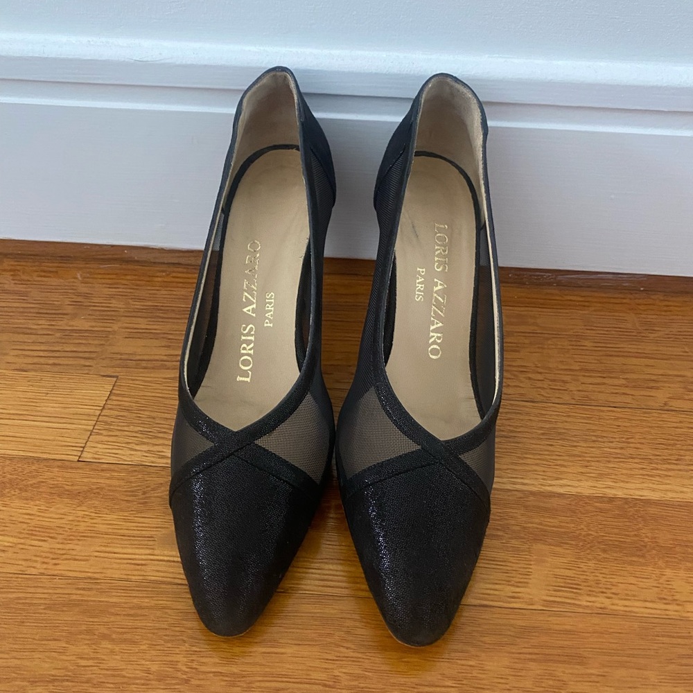 Vibtage Loris Azzaro black kitten heels